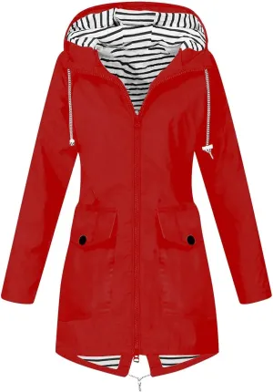 Rain Coats For Women Waterproof Outdoor Raincoat Women Zip Up Fall Winter Windbreaker Women Rain Jackets With Hood