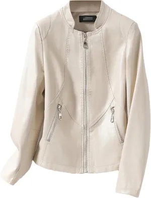 Real Leather Jackets Women Autumn Winter Black Moto Biker Zipper Jacket Sheepskin Outerwear