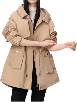 Snow Jackets for Women Winter Warm down Coats Plus Size Fuzzy Hooded Puffer Jackets Outdoor Waterproof Parka Coats
