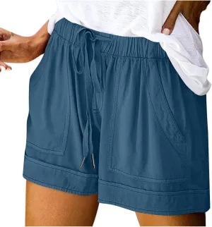 Summer Shorts for Women Plus Size Soft Comfy Short Pants High Waisted Cozy Loose Casual Shorts with Drawstring