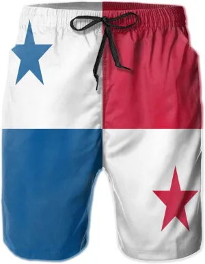 Swim Shorts Mens Beach Shorts Flag of Panama 3D Printed Swim Trunks Quick Dry Surf Bathing Suit