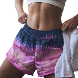 Tenopuli Women Running Shorts Floral Print Athletic Shorts Casual High Waisted Flower Printed Drawstring Wide Leg Shorts
