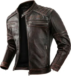 The Next Mens Motorcycle Genuine Leather Coats Moto Biker Jackets Vintage Calf Skin Real Racer Genuine Leather Jackets