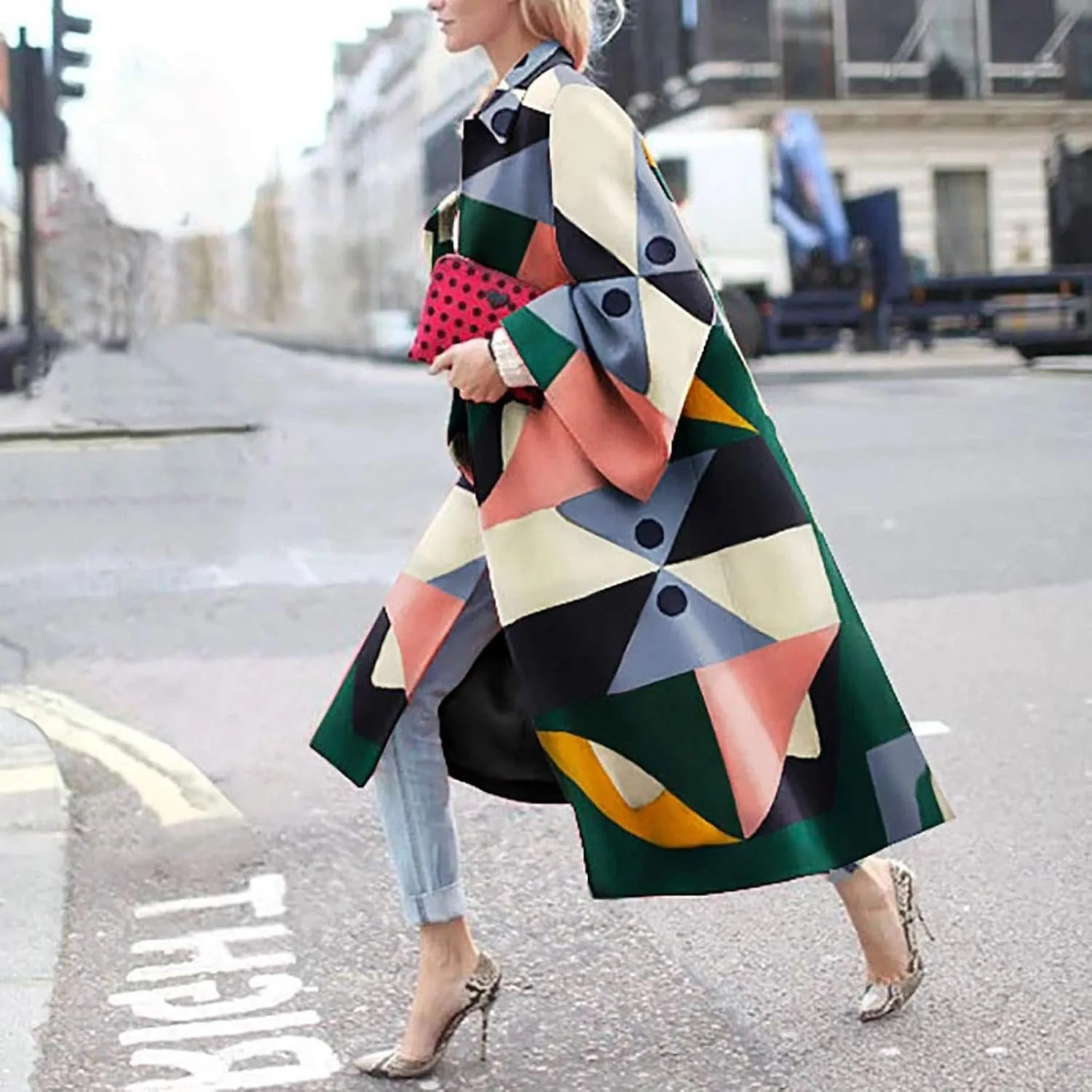 Trench Coat for Women's Oversized Fashion Printed Jackets Boho Long Cardigans Casual Open Front Coats Outerwear