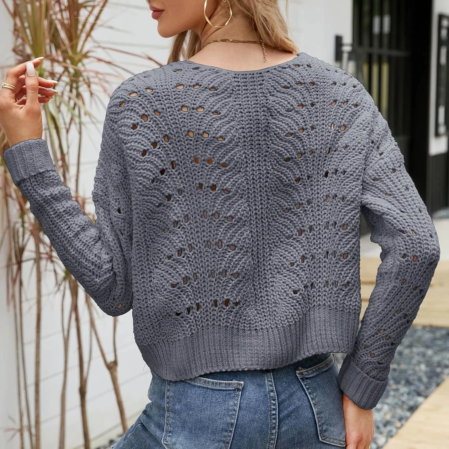 tuduoms Women's Bolero Jackets Open Front Cardigan Lightweight Winter Shrugs Long Sleeve Chunky Knit Sweater Coat for Women