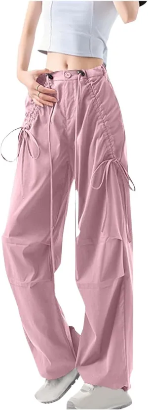 Women Pleated High Cut Straight Leg Plain Long Leg Loose Fit Trousers Pants for Women Cargo Summer Fall 2025 Y2K