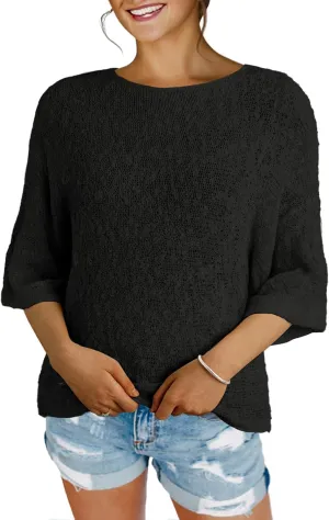 Womens 2025 Spring Casual Color Block Striped Lightweight Comfy Cable Knit Trendy Boho Clothes Pullover Sweaters