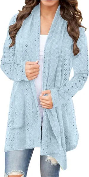 Women's Cardigan Casual Solid mid-Length Open Front Cardigan Sweaters for Women Lightweight Plus Size Outwear Tops
