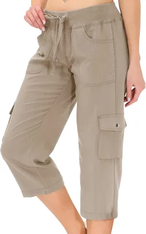 Womens Cargo Capris Hiking Pants Loose Fit Casual Dressy Lightweight Ladies Baggy Trousers Cropped Sweatpants