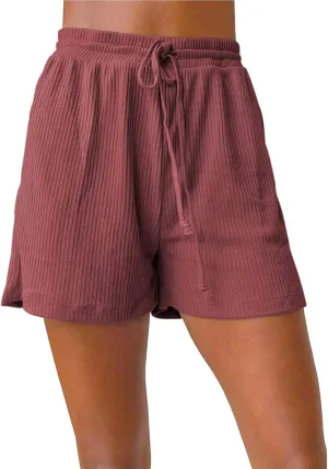Womens Knit Shorts with Elastic Waisted Drawstring Wide Leg Shorts Casual Loose Fit Baggy Comfortable Summer Shorts