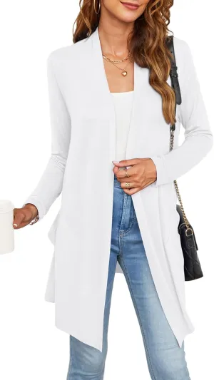 Womens Lightweight Summer Cardigan Casual Drape Soft Open Front Short Sleeve Cardigans with Pockets High Low Hem