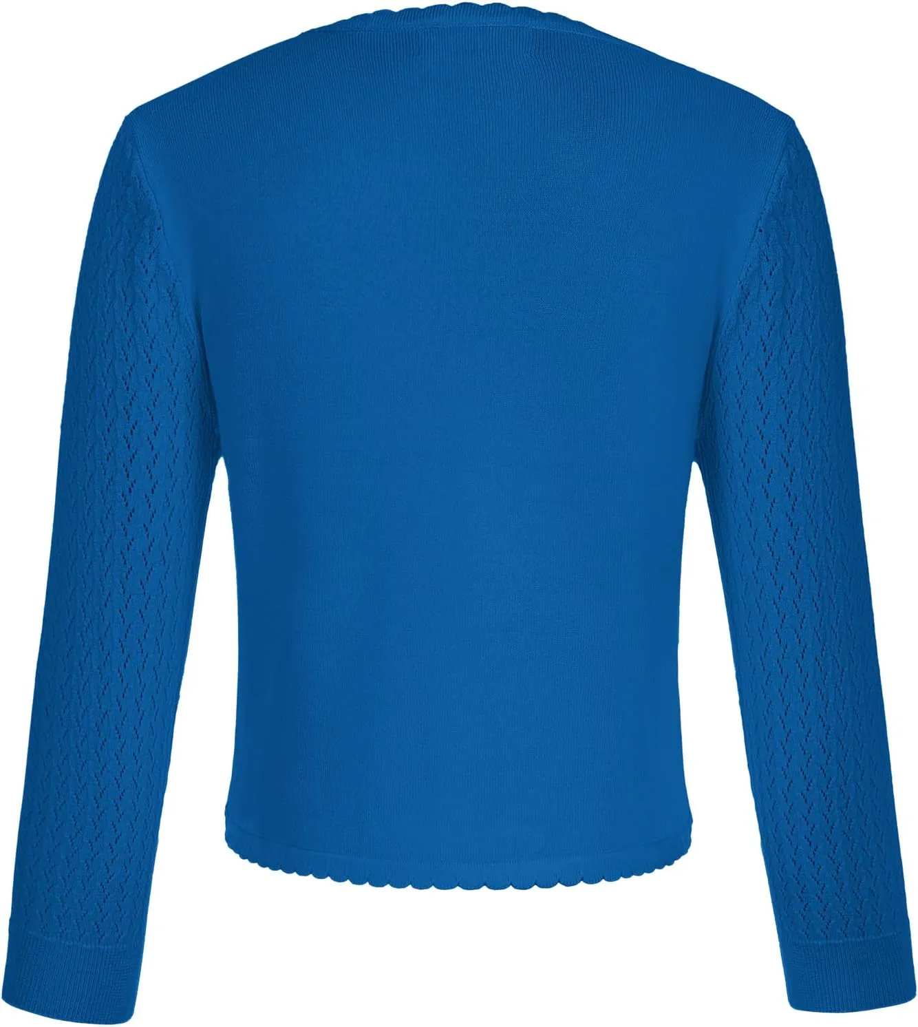 Womens Summer 3/4 Sleeve Bolero Shrug for Dress Open Front Scalloped Knit Cropped Cardigan Sweater Lightweight