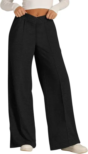 Womens Sweatpants 2025 Baggy Wide Fleece Lined Straight Leg High Waisted Pants Loose Fit Athletic Joggers Pockets