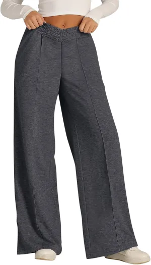 Womens Sweatpants 2025 Baggy Wide Fleece Lined Straight Leg High Waisted Pants Loose Fit Athletic Joggers Pockets