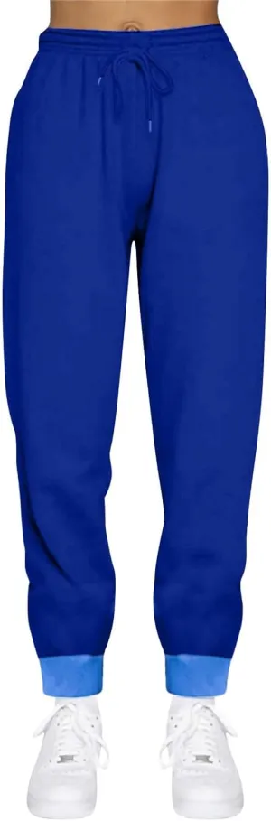Womens Sweatpants Stretch Drawstring Preppy Comfy High Waisted Joggers Cute Plus Size Ski Pants Trousers