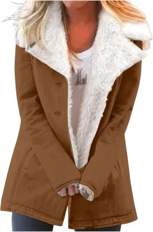 Womens Winter Coats Fleece Lined Sherpa Jackets Warm Long Sleeve Casual Lightweight Wool Jackets Coats Outerwear 2024