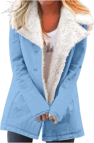 Womens Winter Coats Fleece Lined Sherpa Jackets Warm Long Sleeve Casual Lightweight Wool Jackets Coats Outerwear 2024