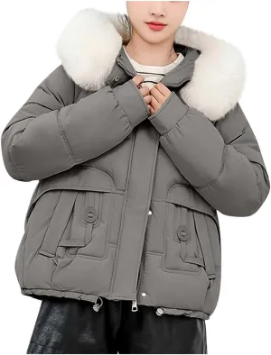 Women's Winter Puffer down Jacket Oversized Warm Outdoor Coats Ladies Hooded Padded down Jacket with Removable Hooded