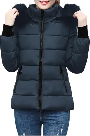 Women's Winter Snow Puffer Coats Thicken Warm down Jackets Waterproof Faux Fur Detachable Hooded Solid Parka Outwear
