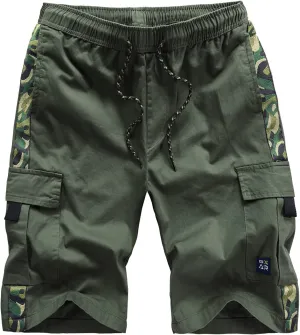 Ymosrh Men's Khaki Shorts Men Summer Fashion Casual Printed Loose Quick-Drying Shorts Beach Pants Cargo Shorts