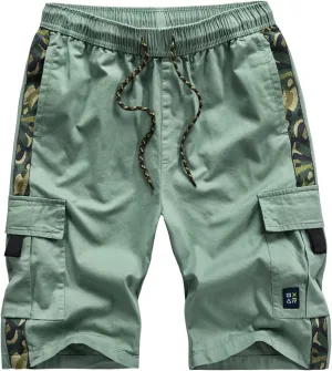 Ymosrh Men's Khaki Shorts Men Summer Fashion Casual Printed Loose Quick-Drying Shorts Beach Pants Cargo Shorts