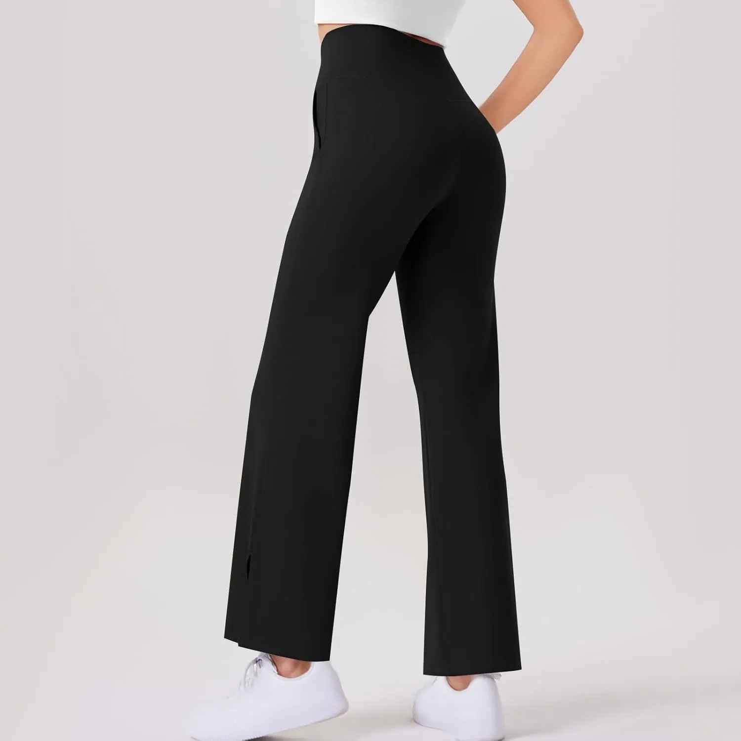 Yoga Pants for Women's High Waist Stretch Lounge Straight Wide Leg Pants Elastic Waist Loose Comfy Jogger Trouser