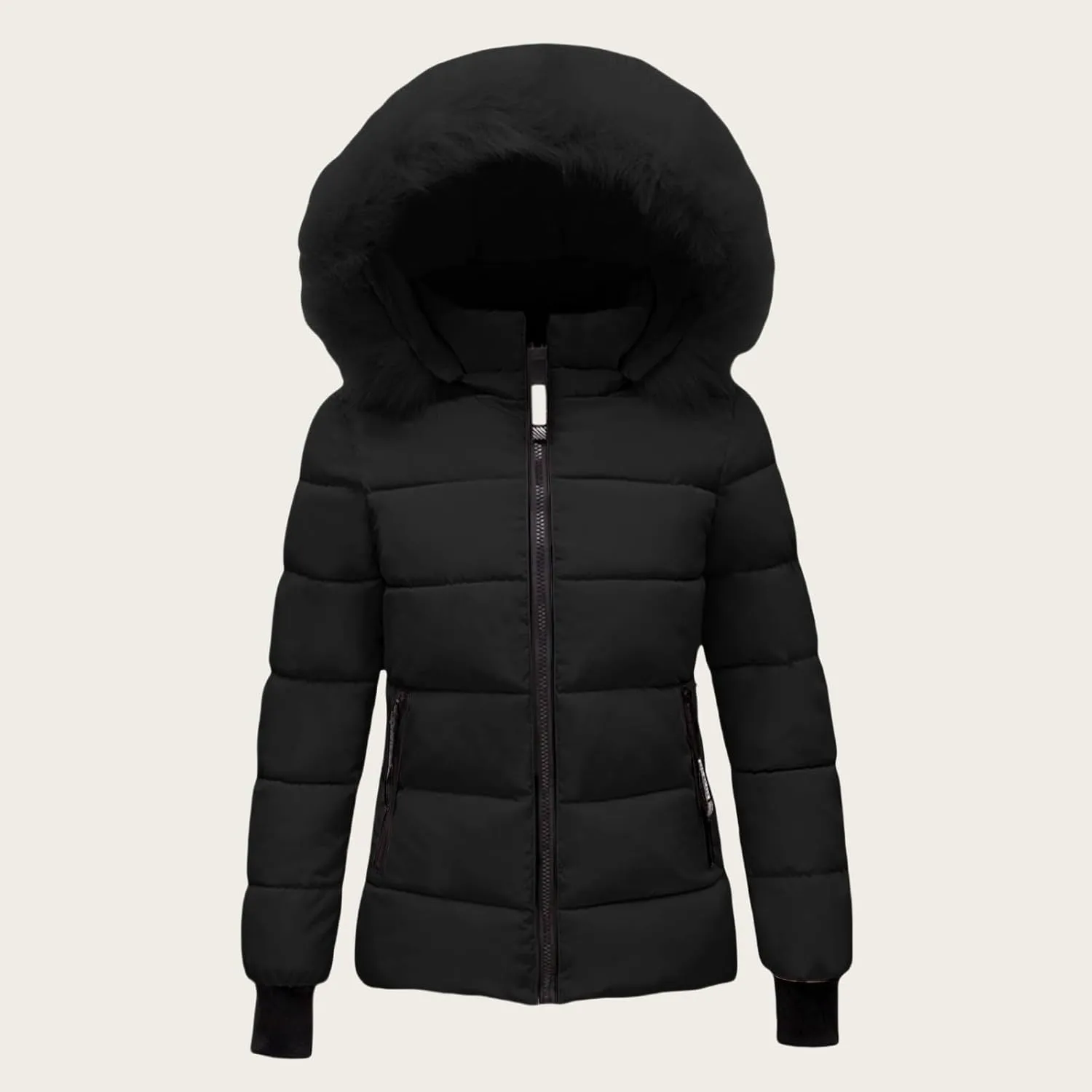 ZWRXW Winter Windproof Down Coats for Women Thicken Warm Padded Windbreaker Outwear Quilted Puffer Jacket Coats with Fur Hood